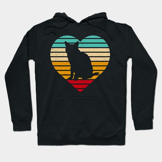 Cat Heart Fun Retro Vintage Funny Cats Hoodie by Foxxy Merch